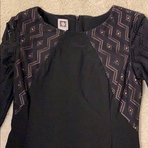 Black Anne Klein dress with lace sleeves